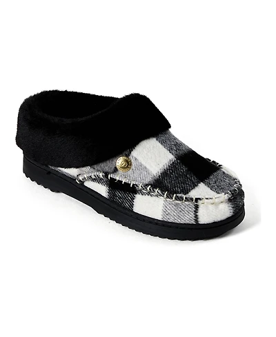 Dearfoams Women's Nyla Plaid Moc Toe Clog Slippers