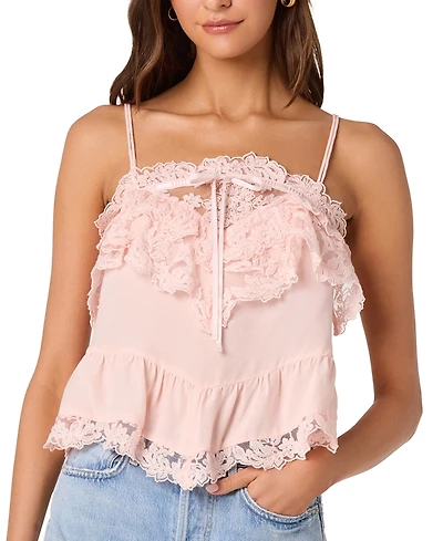 Astr the Label Women's Cosette Straight Neck Sleeveless Lace Top