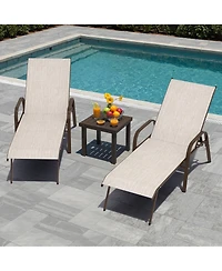 Pellebant 2/4 Pieces Outdoor Adjustable Patio Chaise Lounge Chairs