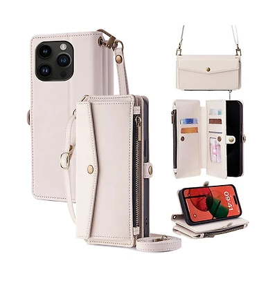 Artudatech Wallet Case with Card Slots and Crossbody Straps Compatible with iPhone 12-17