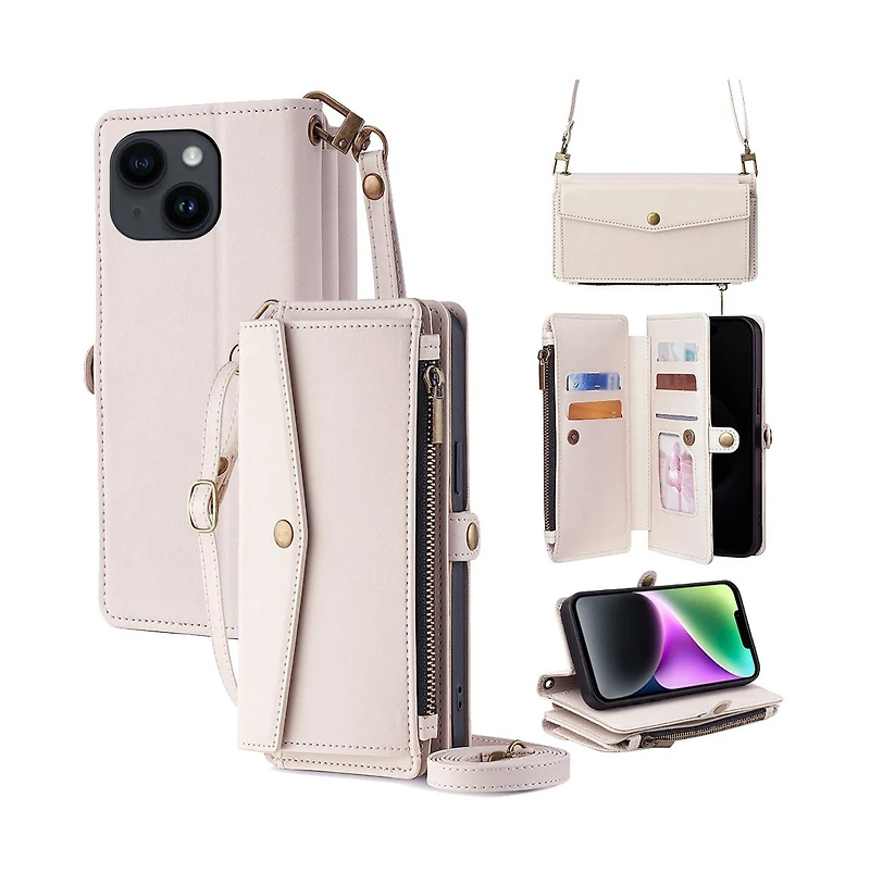 Artudatech Crossbody Card Holder Wallet Case with Adjustable-Stand for Apple iPhone 12-17