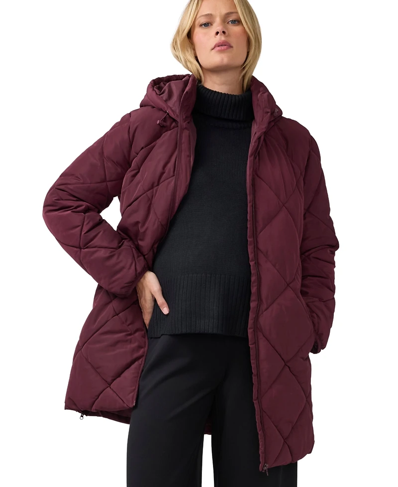 Ingrid + Isabel Maternity Grow-with-You Quilted Hooded Puffer Jacket
