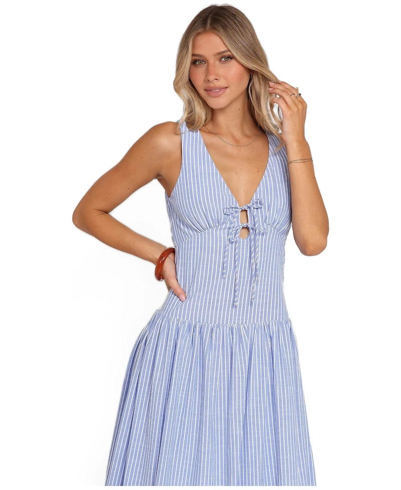 Petal and Pup Women's Vanessa V-Neck Striped Maxi Dress