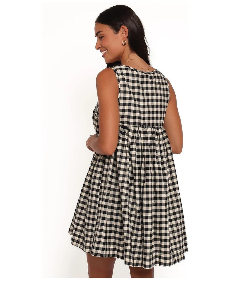 Petal and Pup Women's Atria Gingham Scoop-Neck Mini Dress