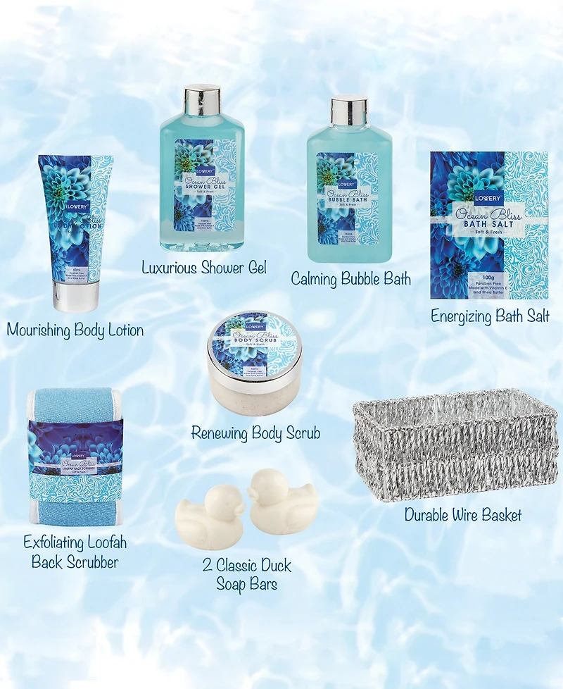 Lovery 9 Piece Home Spa Ocean Bliss Body Care Gift Set