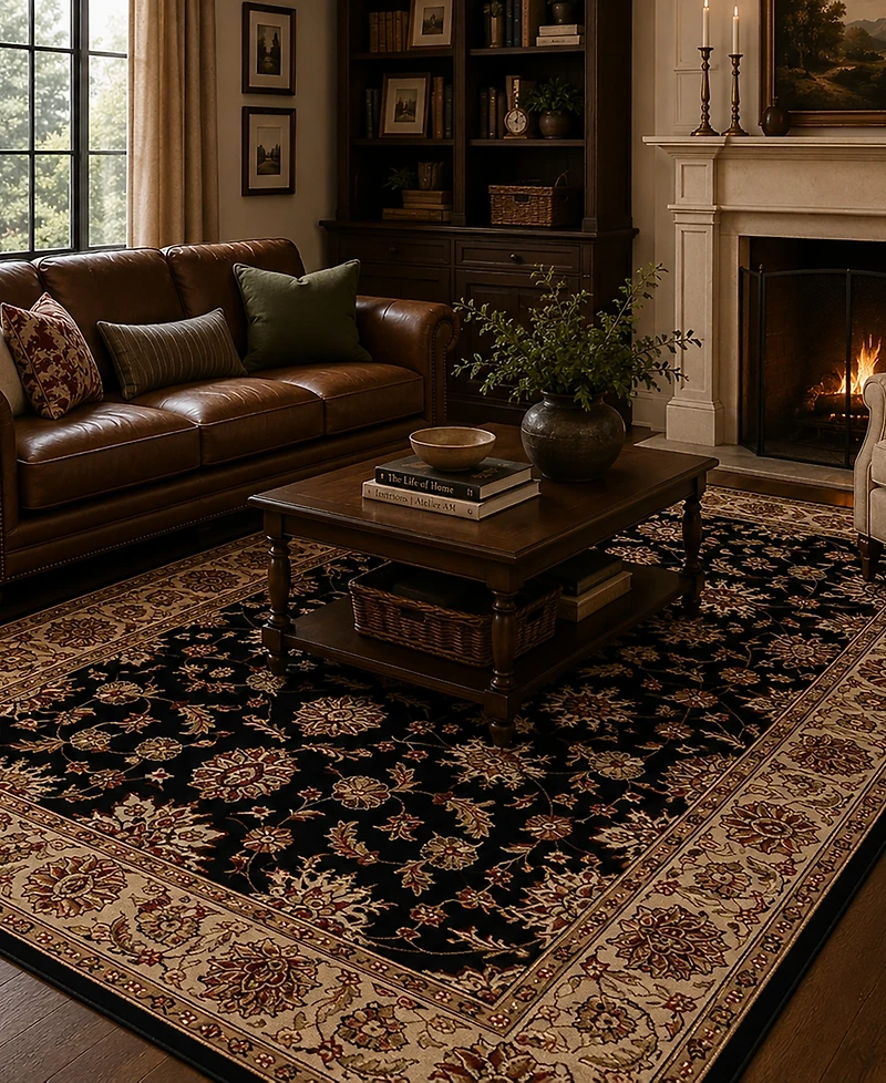 Closeout! Km Home 1592/1010/Black Pesaro Black 3'3" x 4'11" Area Rug