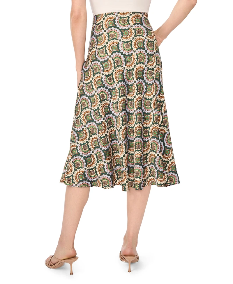CeCe Women's Bias Midi Geometric-Print Skirt