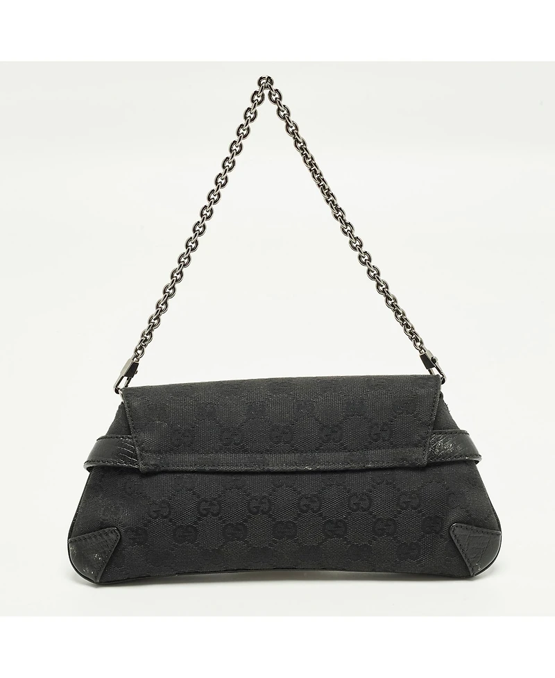 Pre-Owned Gucci Women's Gg Canvas Horsebit Chain Clutch