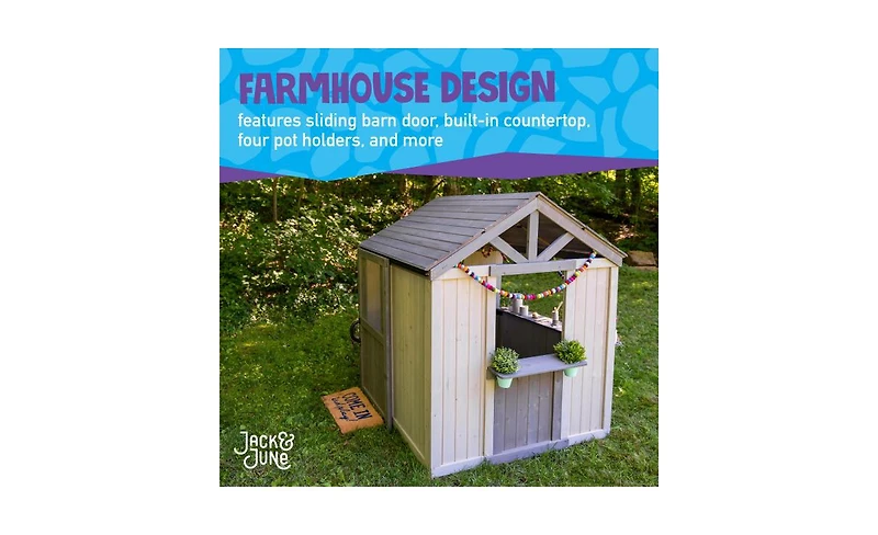 Jack & June Jj-Playhouse Cedar Farmhouse Playhouse, 53" L x 48" W x 64" H, Ages 3+