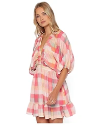 Petal and Pup Women's Itsy Fit & Flare Puff-Sleeve V-Neck Mini Dress