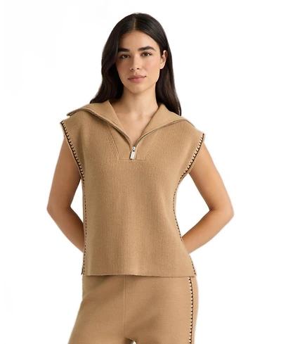Hunter Women's Half-Zip Sweater with Embroidery Stitch