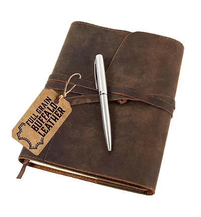 Danrong Refillable Genuine Leather Journal Lined Notebook Embossed Tree of Life with Pen Holder