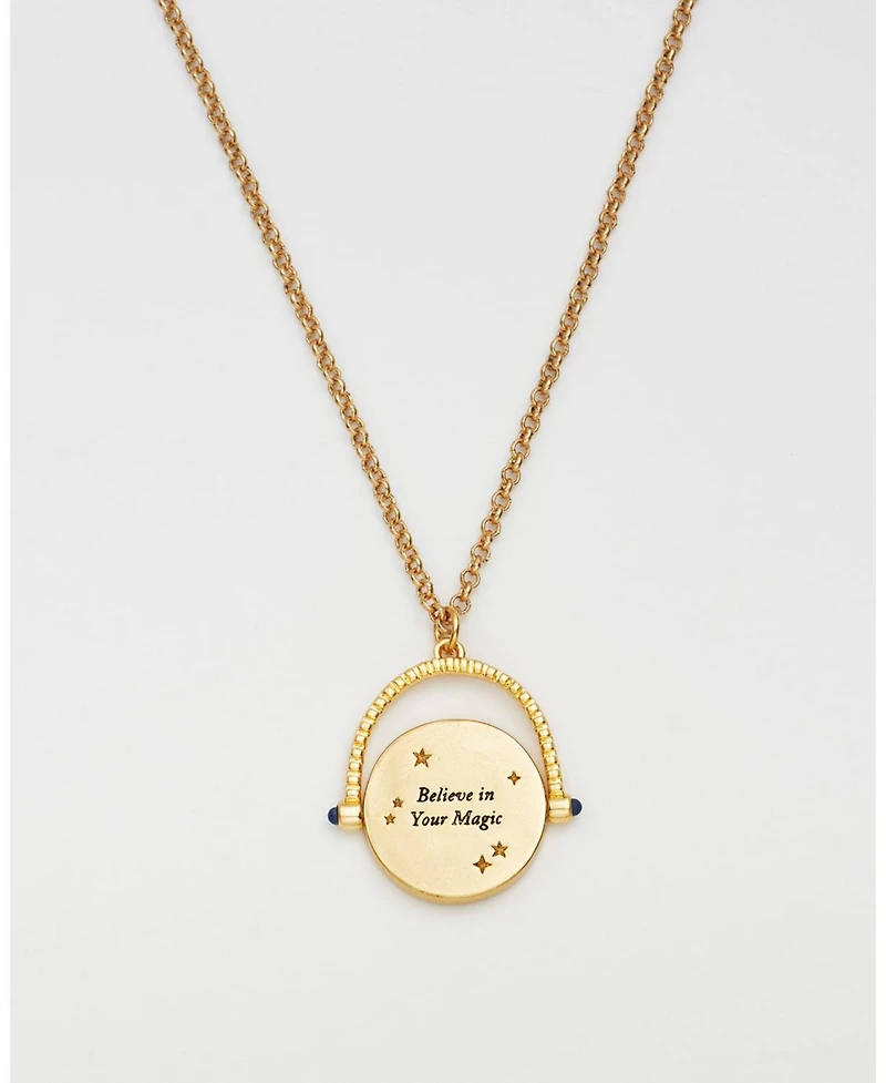 Fable England Owl Spinner Necklace in Gold