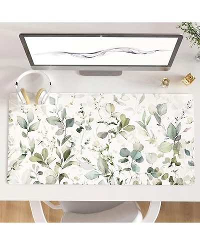 Lofree Extended Size Pu Leather Peony Flower Desk Mat Waterproof Non Slip Gaming Mouse Pad
