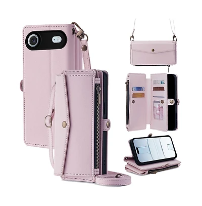 Artudatech Crossbody Wallet Case with Removable Wrist Strap and Card Holder for Apple iPhone 12-17