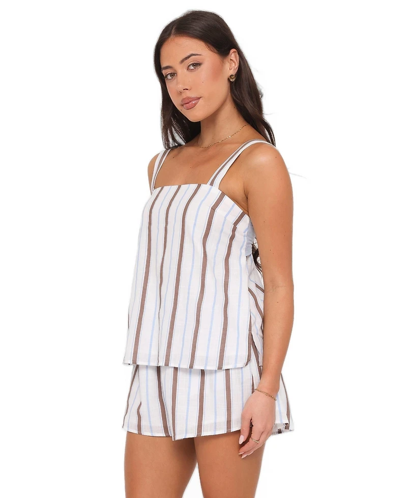 Petal and Pup Women's Sallie Square Neckline Pull-On Top Shorts, 2-Piece Set