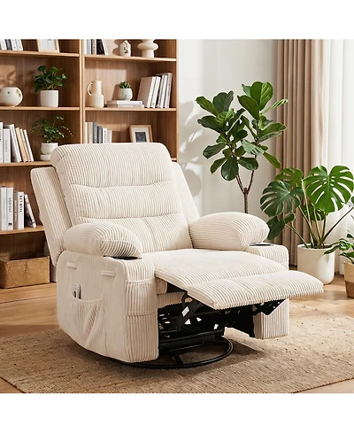 Oversized 360 Degree Swivel Glider Rocker Recliner Chair With Massage and Heating Features, Idea For Living Room, Bedroom