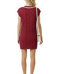 Modenaire Women's Cable-Knit V-Neck Mini Sweater Dress