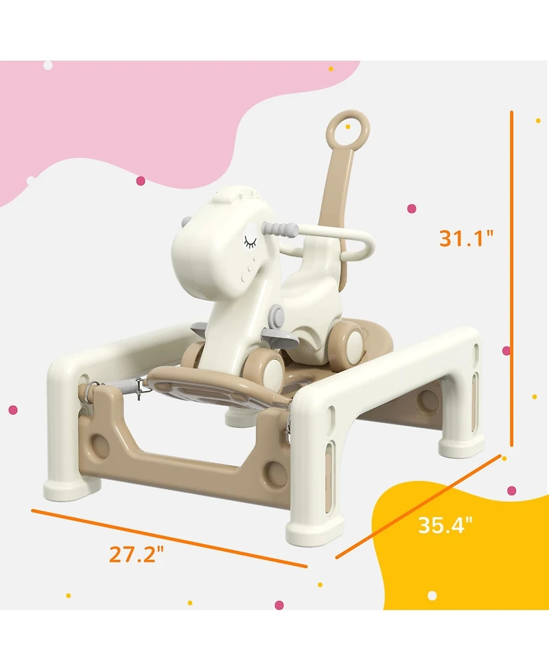Glintex 5-in-1 Rocking Horse with Balance Board, Push Handle & Footrest, 66-lb Capacity, Ages 1-3