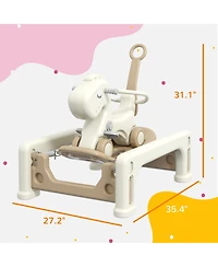 Glintex 5-in-1 Rocking Horse with Balance Board, Push Handle & Footrest, 66-lb Capacity, Ages 1-3