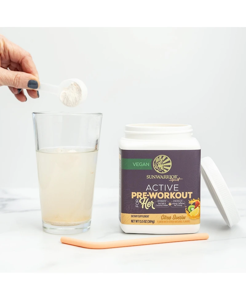 Sunwarrior Active Pre Workout for Her Powder Citrus Sunrise Flavor 380 Gram 30 Servings