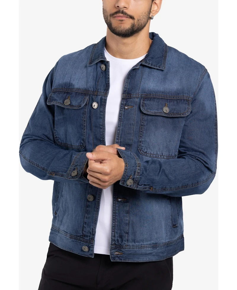 Xray Men's Plaid Lined Denim Jacket