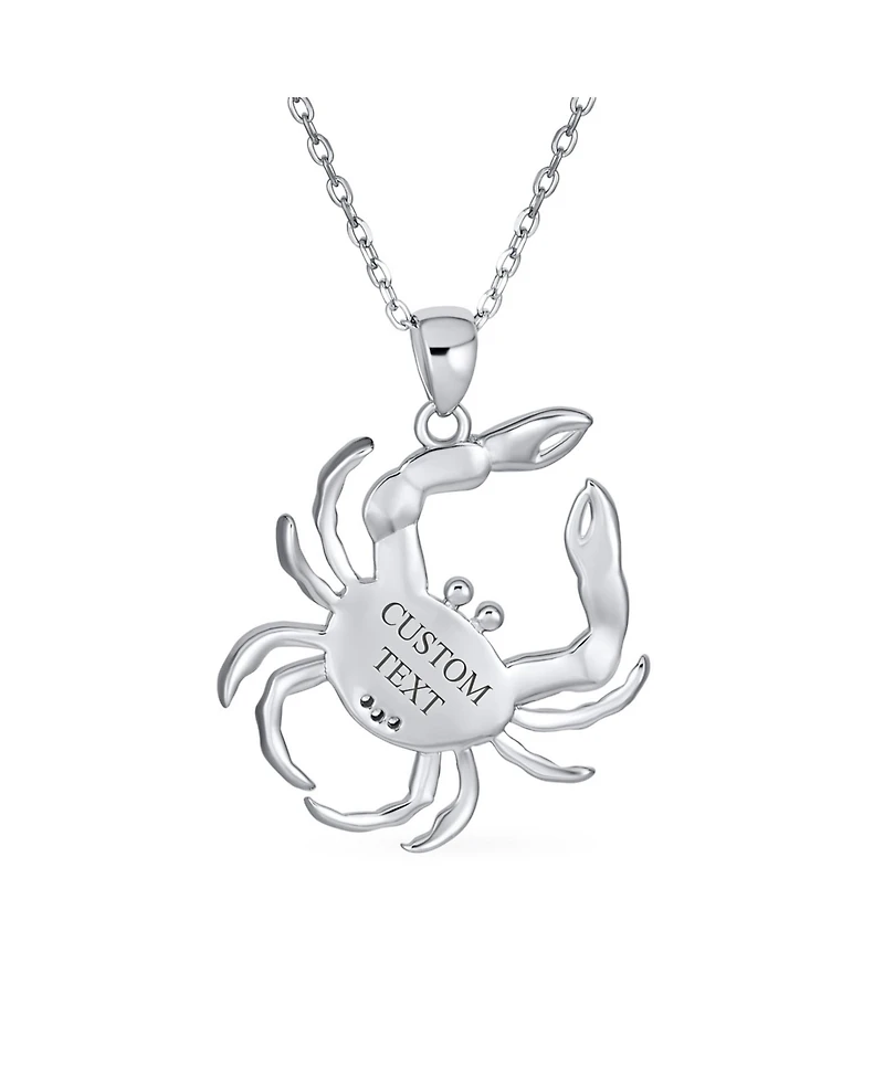 Bling Jewelry Sand Crab Pendant Necklace Created Blue Opal Tropical Nautical Beach .925 Sterling Silver
