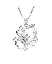Bling Jewelry Sand Crab Pendant Necklace Created Blue Opal Tropical Nautical Beach .925 Sterling Silver