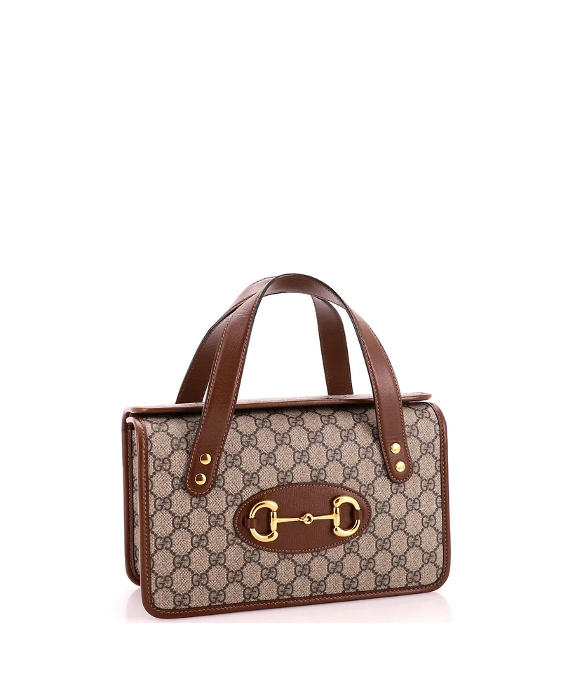 Pre-Owned Gucci Small Horsebit 1955 Boston Bag Gg Coated Canvas