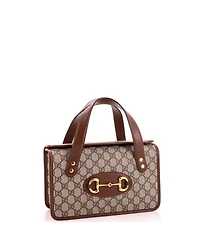 Pre-Owned Gucci Small Horsebit 1955 Boston Bag Gg Coated Canvas