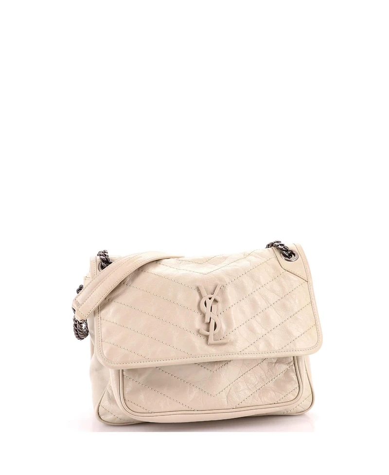 Pre-Owned Saint Laurent Medium Niki Chain Flap Bag Matelasse Chevron Leather