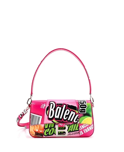 Pre-Owned Balenciaga Hourglass Printed Convertible Leather Shoulder Bag, 9"W x 5"H x 2"D