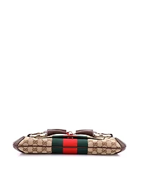 Pre-Owned Gucci Medium Horsebit Nm Web Chain Clutch Gg Canvas