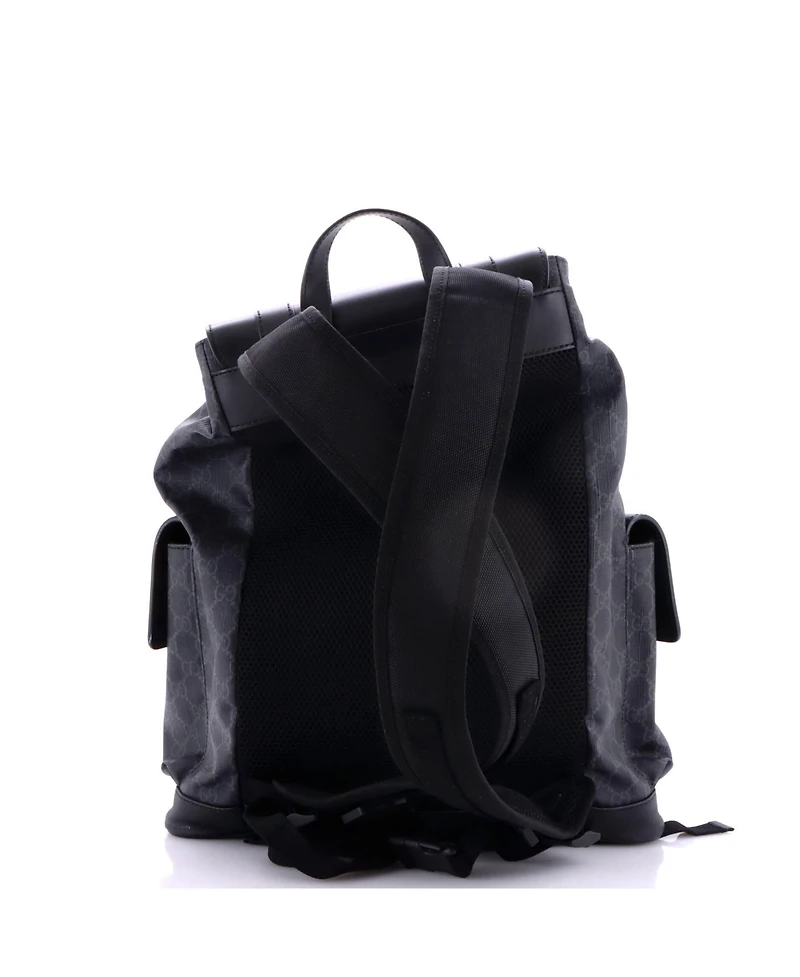 Pre-Owned Gucci Large Double Pocket Buckle Backpack Gg Coated Canvas