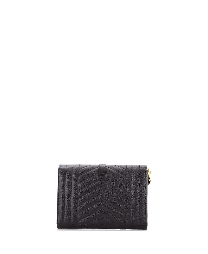 Pre-Owned Saint Laurent Classic Monogram Envelope Wristlet Clutch Mixed Matelasse Leather