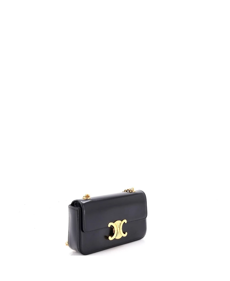 Pre-Owned Celine Triomphe Small Chain Leather Shoulder Bag, 8"W x 4"H x 2"D