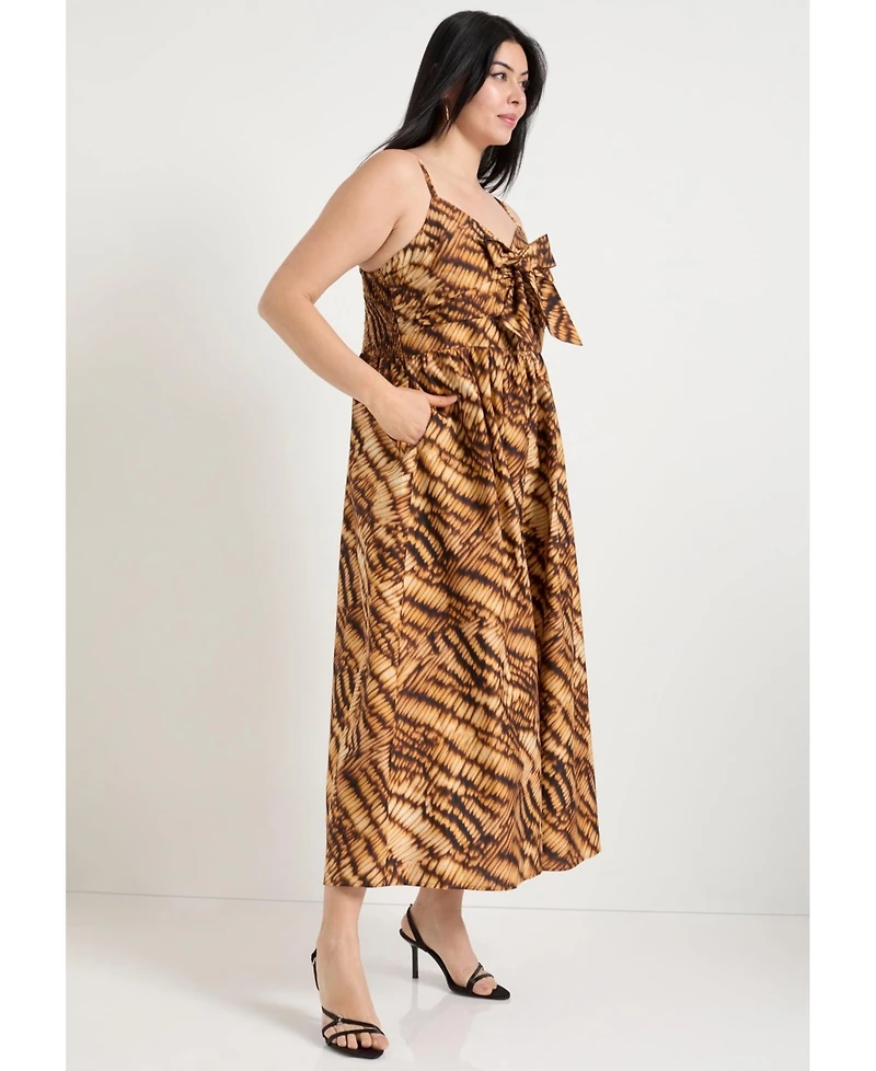 June + Vie Plus Bow-Detailed Midi Dress