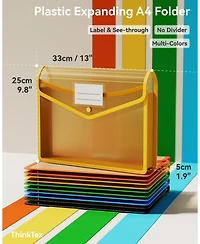 Danrong Transparent Plastic Expanding File Folders Snap Closure Large Capacity Sturdy Document Organizers