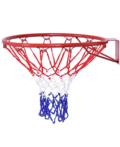 Glintex Basketball Rim, 18 in Replacement Hoop with All-Weather Pe Net, 12 Net Loops, Rustproof Steel Frame and Mounting Screws