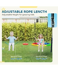 Glintex 5-in-1 Kids Swing Set with Slide, Nest Swing, Belt Swing, Glider, Standing Swing, Steel A-Frame, 771 lbs Capacity, Ages 3–8