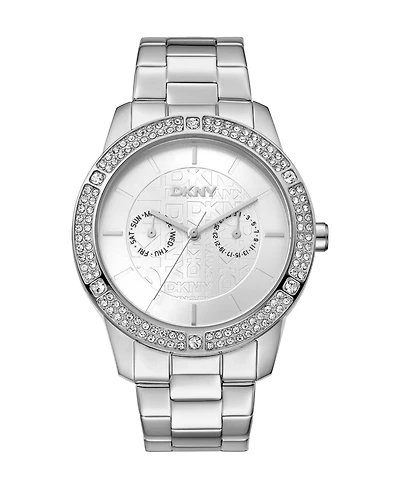 Dkny Women's Water-Resistant Quartz Chambers Glitz Stainless Steel Bracelet Watch, 40 mm