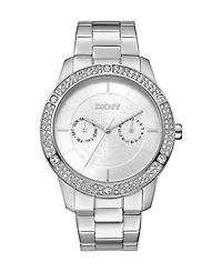 Dkny Women's Water-Resistant Quartz Chambers Glitz Stainless Steel Bracelet Watch, 40 mm
