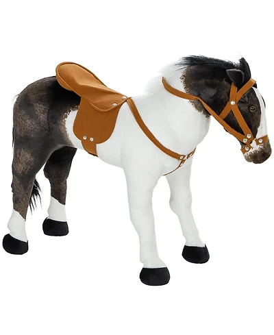 Glintex Ride-On Horse Toy with Neighing Sound and Steel Frame, 33.5" L, 132-lb Capacity, Ages 3-8