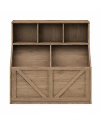 Gaomon Kids Toy Storage Organizer and Bookshelf, Farmhouse Wood Cabinet with Open Cubbies Bins, Anti-Tip Safety Design