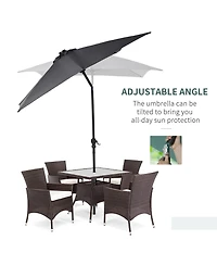 Outsunny 9' x 7' Solar Umbrella, Patio Umbrella with Led Lights