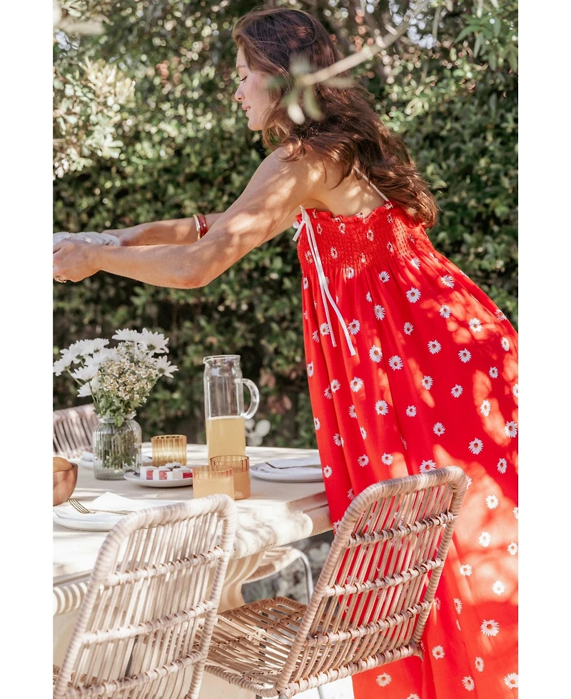 Petal and Pup Women's Josie Floral Square-Neckline Smocked-Bodice Maxi Dress