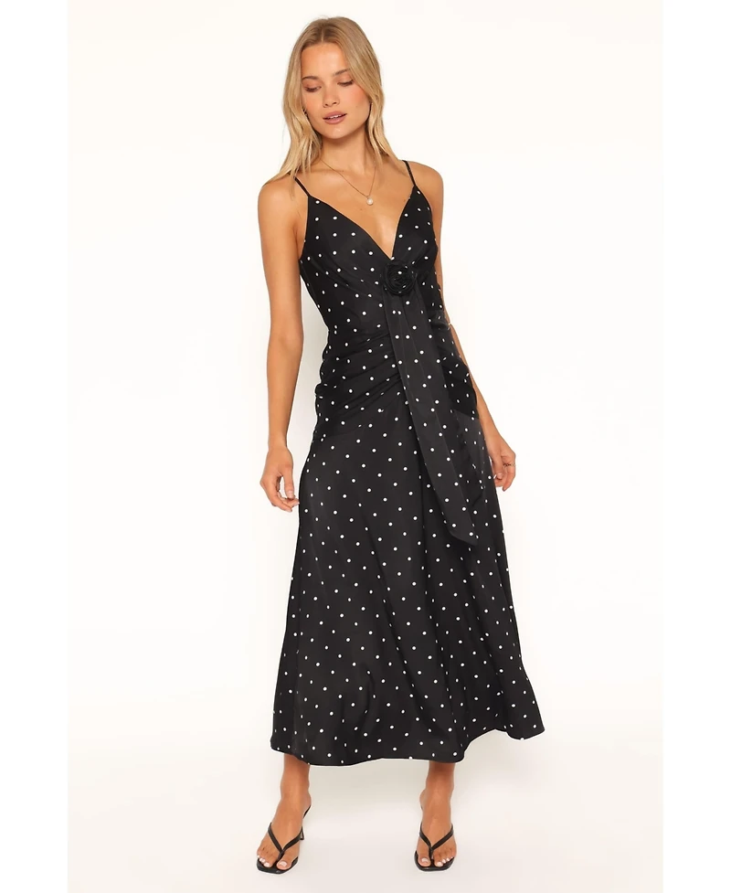 Petal and Pup Women's Eluna V-Neck Polka-Dot A-Line Midi Dress