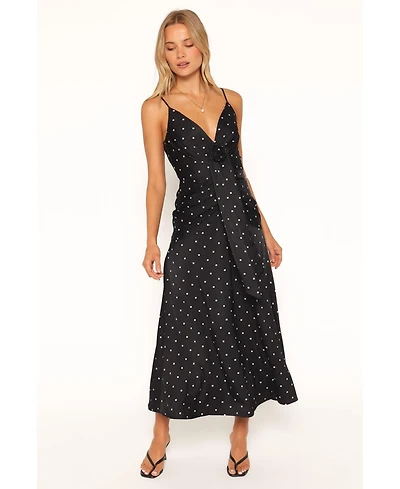 Petal and Pup Women's Eluna V-Neck Polka-Dot A-Line Midi Dress