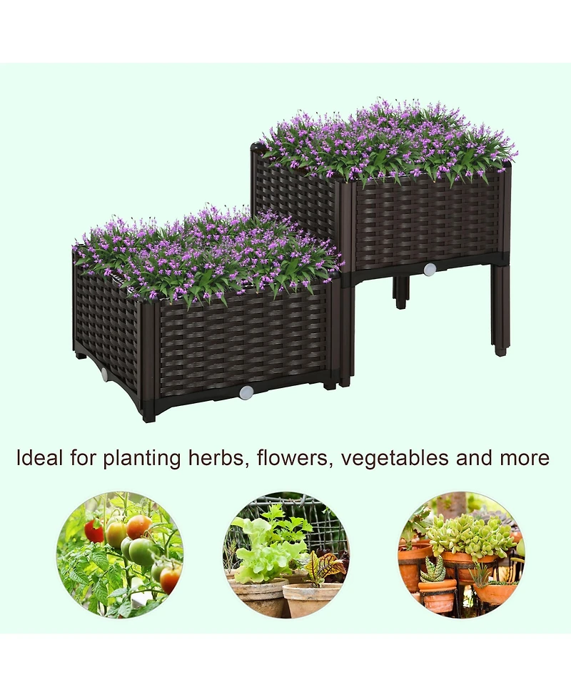 Outsunny -piece Raised Flower Bed Vegetable Herb Planter Lightweight