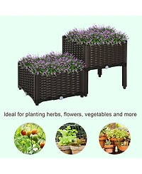 Outsunny -piece Raised Flower Bed Vegetable Herb Planter Lightweight